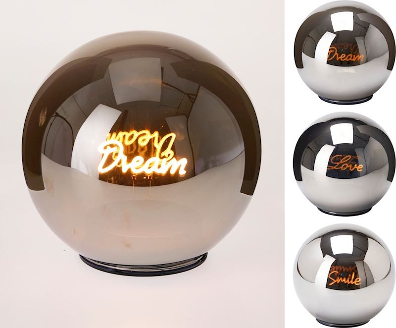 Glas Bal Met Led Tekst 15cm |