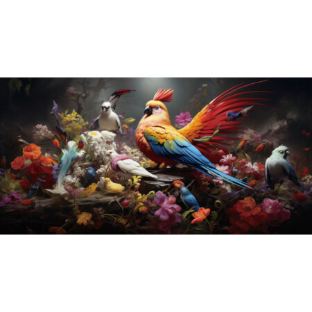 Glasschilderij Papegaai met vogels 160x80 |