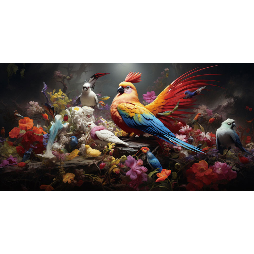 Glasschilderij Papegaai met vogels 160x80 |