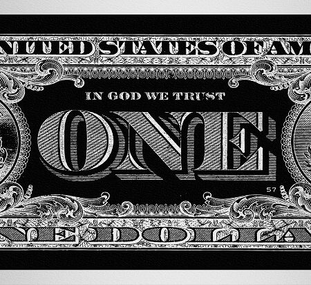 Glasschilderij one Dollar zwart wit | Gave Specials