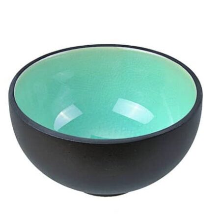 Glazen Kom Glassy Turquoise - Zwart/Turquoise - 11.5 x 6.5cm 350ml | Tokyo Design Studio