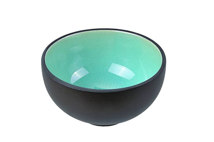 Glazen Kom Glassy Turquoise - Zwart/Turquoise - 11.5 x 6.5cm 350ml | Tokyo Design Studio