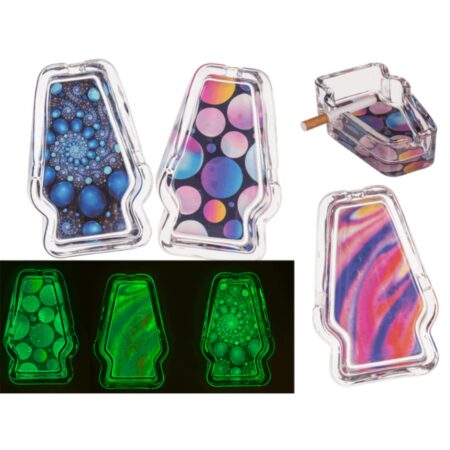 Glazen asbak glow in the dark 12x8cm | OOTB