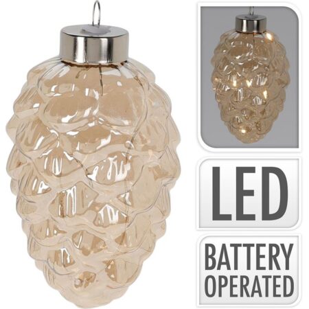 Glazen dennenappel 4-LED 11cm | Home & Styling