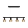 Glazura - LED Hanglamp 4 Lichts - Glazen bollen - Amber glas - Zwart - E14 fittingen | HOFTRONIC