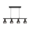 Glazura - LED Hanglamp 4 Lichts - Glazen bollen - Smokey glas - Zwart - E14 fittingen | HOFTRONIC