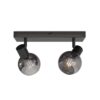 Glazura - LED Plafondlamp 2 spots - Glazen bollen - Smokey glas - Zwart - E14 fittingen | HOFTRONIC