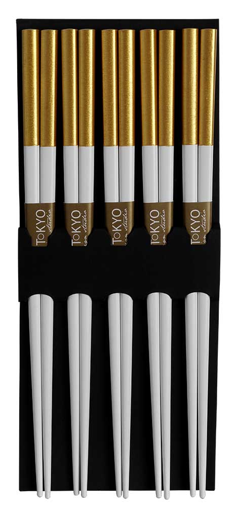 Goud/Witte Eetstokjes - The Oriental Shop - Set van 5 paar | Tokyo Design Studio