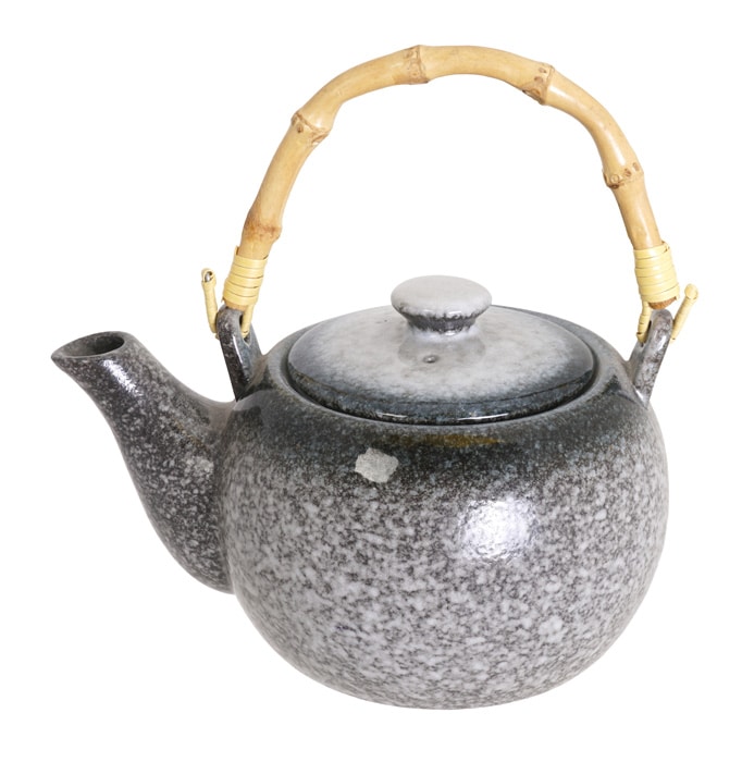 Grijs-witte theepot - Tajimi - keramiek met bamboe handvat - 600ml | Tokyo Design Studio