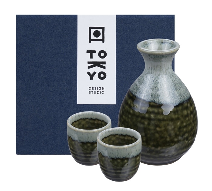 Groen/Grijze Sakeset - Irabo Oribe - Set van 3 Stuks | Tokyo Design Studio