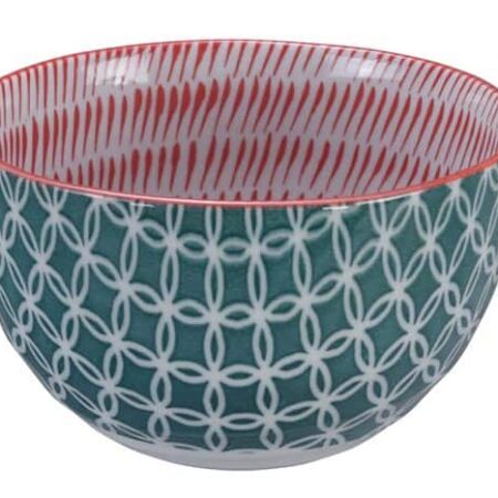 Groen/Rode Keramische Kom - 750ml - 15 x 8