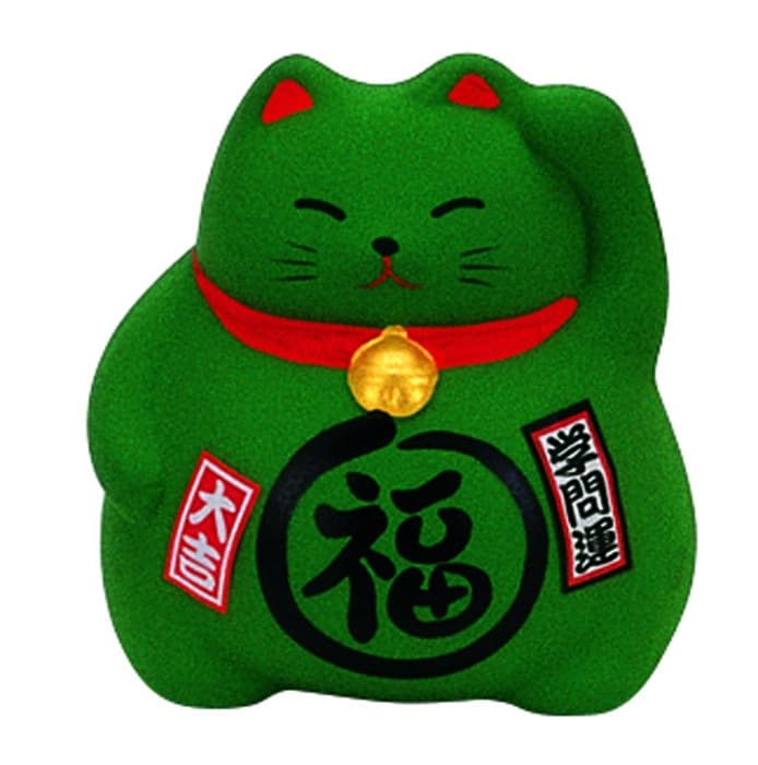 Groene Lucky Cats Figuur - 9cm | Tokyo Design Studio