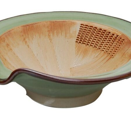Groene Vijzel Kom - Traditioneel Keramiek - 21cm | Tokyo Design Studio
