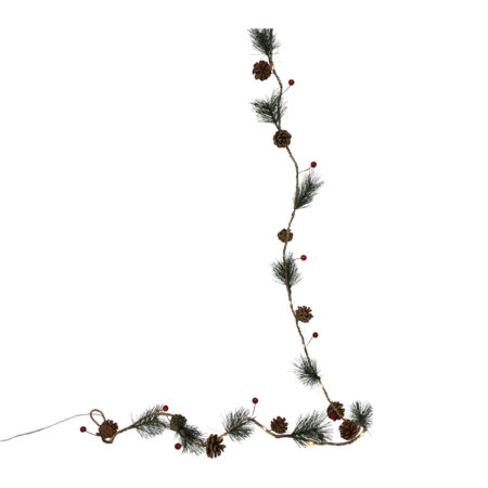 Guirlande red berry pineleaf 20LED 180cm | Svenska Living