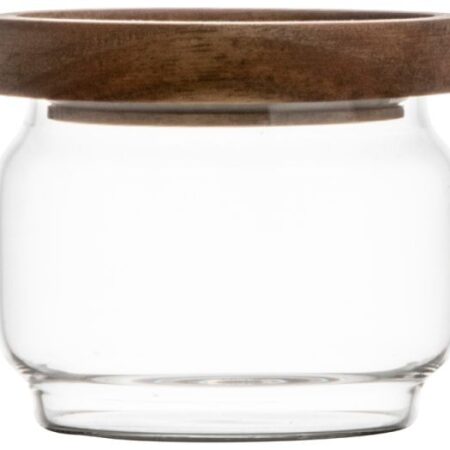 Gusta Voorraadpot Glas/acacia 9x8
