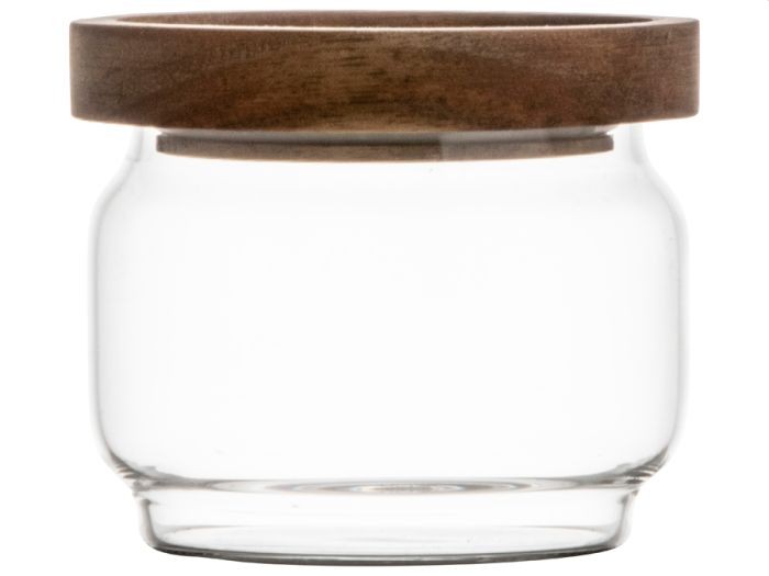 Gusta Voorraadpot Glas/acacia 9x8