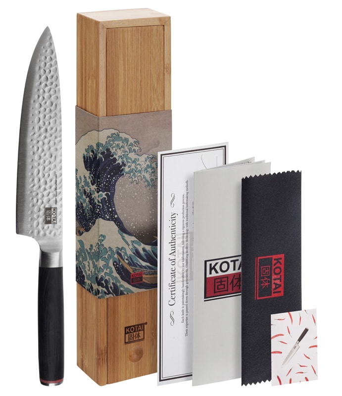 Gyuto Chef Mes 20cm - Kotai - Handgehamerd met Bamboe Box | Tokyo Design Studio