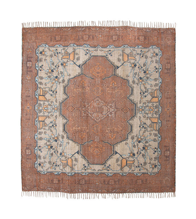 HKliving Vierkant Vloerkleed Printed 250 x 250cm - Terracotta | HKLIVING