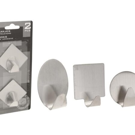 Haakjes zelfklevend Rvs 2 stuks | Storage Solutions