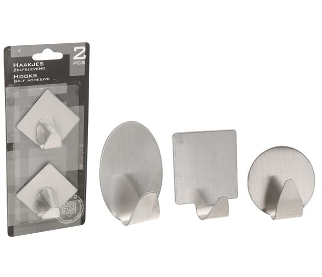 Haakjes zelfklevend Rvs 2 stuks | Storage Solutions