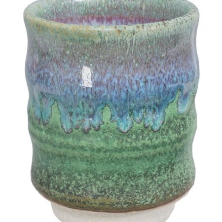 Handgemaakte Keramieken Kop - Groene en Blauw-Paarse Tinten - 7 x 9 cm | Tokyo Design Studio