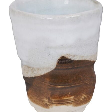 Handgemaakte Keramische Beker - Wit/Bruin - 10.2 x 11.7cm 480ml | Tokyo Design Studio
