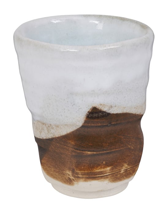 Handgemaakte Keramische Beker - Wit/Bruin - 10.2 x 11.7cm 480ml | Tokyo Design Studio