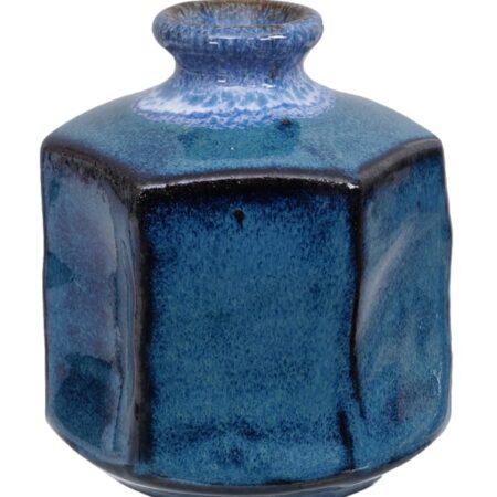 Handgemaakte Keramische Vaas - Blauw Hoekig Design - 8.5 x 9cm | Tokyo Design Studio