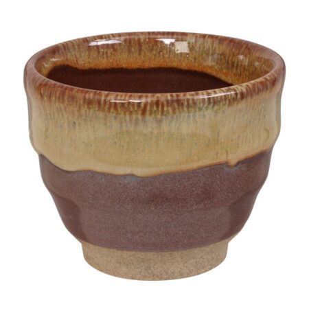 Handgemaakte Kop Bruin Wit 200ml - Keramiek - 8.5x6.9cm | Tokyo Design Studio