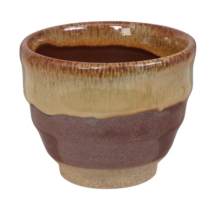 Handgemaakte Kop Bruin Wit 200ml - Keramiek - 8.5x6.9cm | Tokyo Design Studio