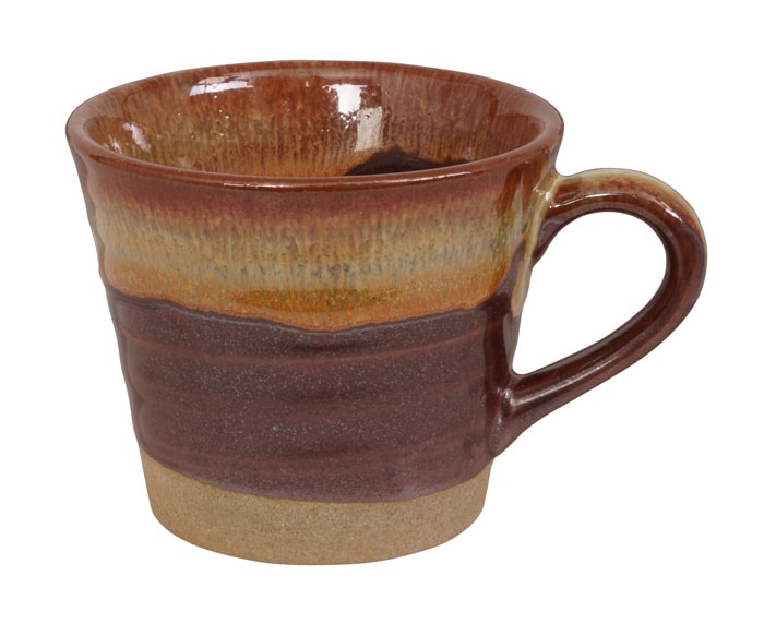 Handgemaakte Mok - Bruin/Wit Verloop - Keramiek - 8.5x7.2 cm | Tokyo Design Studio