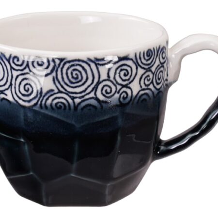 Handgemaakte Mok - Donkerblauw/Wit Keramiek - 300ml - 8