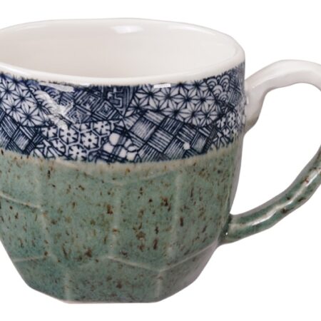 Handgemaakte Mok - Groen/Wit 300ml - 8
