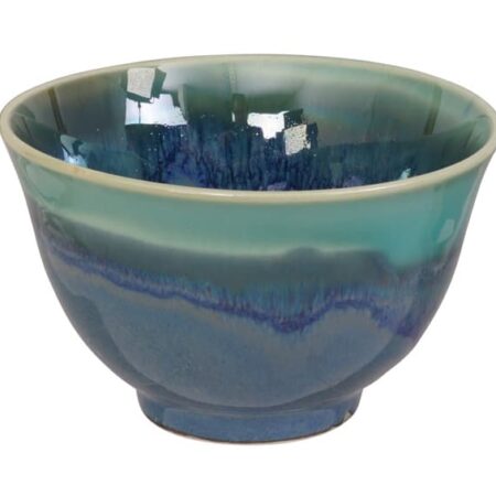 Handgemaakte Theekop - Blauw met Lichtgroene Bovenkant - 9 x 5.4cm | Tokyo Design Studio