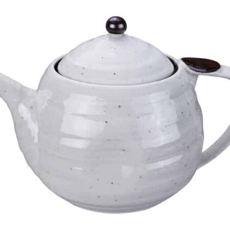Handgemaakte Theepot met Roestvrij Stalen Zeef - Japanse Keramiek - Wit/Zwart | Tokyo Design Studio