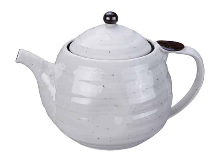 Handgemaakte Theepot met Roestvrij Stalen Zeef - Japanse Keramiek - Wit/Zwart | Tokyo Design Studio