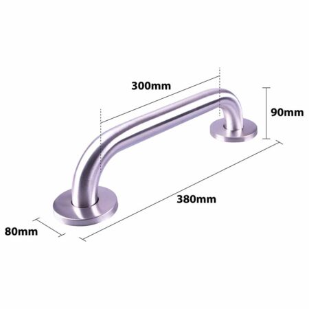 Handgreep RVS met geborstelde afwerking | Lengte: 38 cm | Wandbeugels | Schroefmontage | Geschikt voor bad