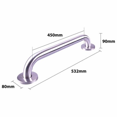 Handgreep RVS met geborstelde afwerking | Lengte: 53 cm | Wandbeugels | Schroefmontage | Geschikt voor bad