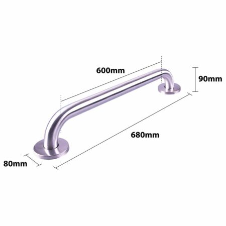 Handgreep RVS met geborstelde afwerking | Lengte: 68 cm | Wandbeugels | Schroefmontage | Geschikt voor bad