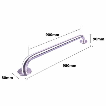 Handgreep RVS met geborstelde afwerking | Lengte: 98 cm | Wandbeugels | Schroefmontage | Geschikt voor bad