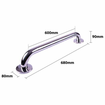 Handgreep RVS met gepolijste afwerking | Lengte: 68 cm | Wandbeugels | Schroefmontage | Geschikt voor bad