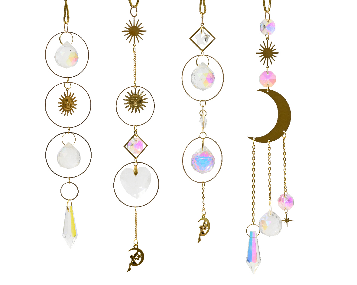 Hangdeco metaal met Zon en Maan Goud | Decoris