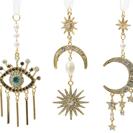 Hangdeco metaal met glitters Maan-Zon | Decoris