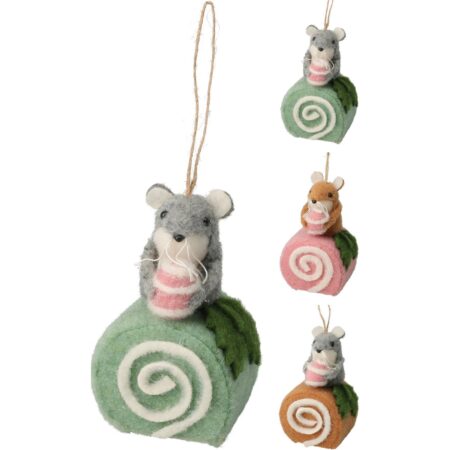 Hangdeco vilt Muis op cake 12cm | Home & Styling