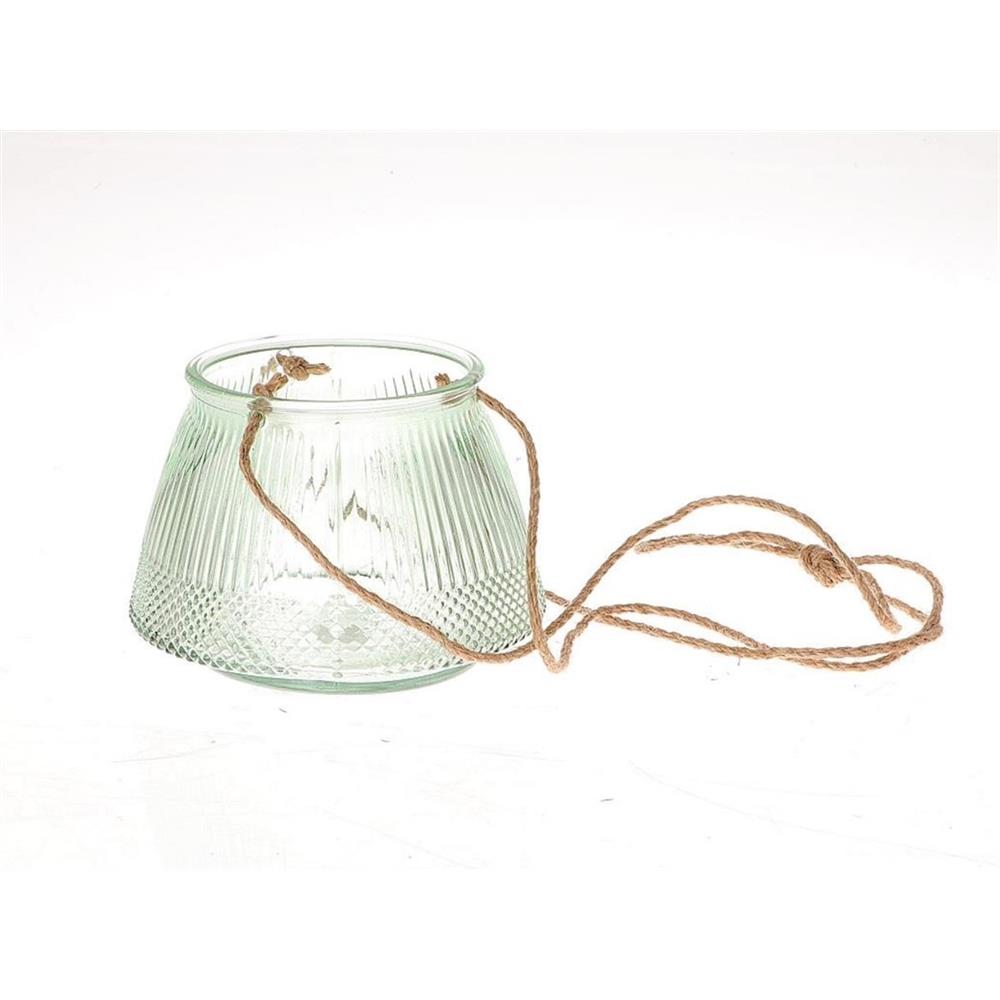 Hangende windlicht Lines Ø11xh15cm groen | HBX natural living