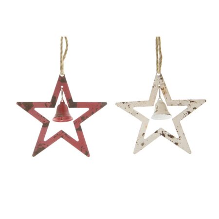 Hanger ster met bel metaal 21x5x21cm | Naturel Collections