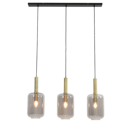 Hanglamp 3L Lekar antiek brons smoke glas |
