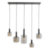 Hanglamp 5L LEKAR zwart + smoke glas |