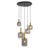 Hanglamp 5L Lekar antiek brons met smoke glas Rond |