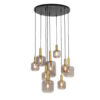 Hanglamp 9L Lekar antiek brons smoke glas |